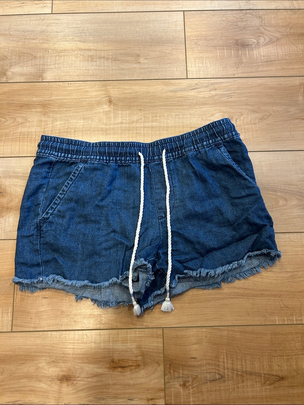 LOFT Dark Blue Denim Drawstring Shorts